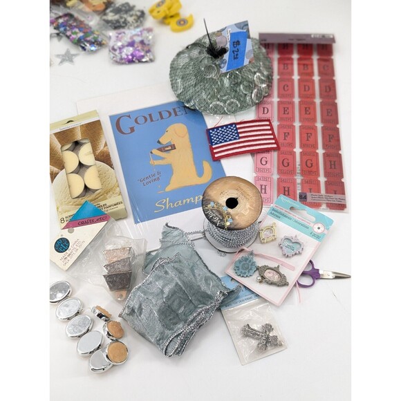 Craft Lot Confetti, Alphabet Stickers, Jewelry Making, Cards Misc. Over 4 Pounds - Picture 12 of 15